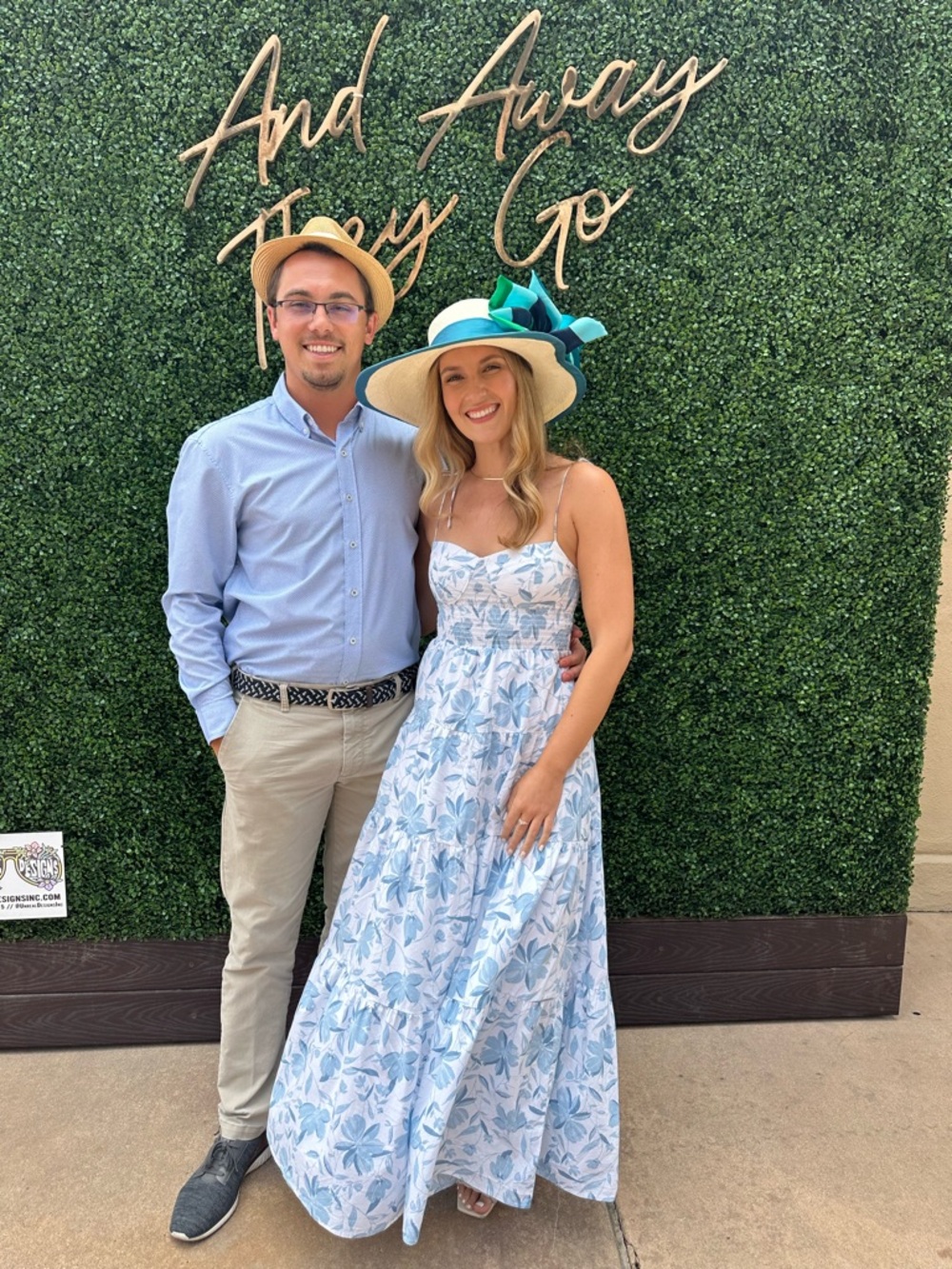 Wayf White Maxi Dress with Light Blue Floral Print